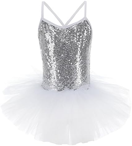 xas Baby Girls Toddler Kids Spaghetti Sequined Camisole Ballet Tutu Dress Ballerina Fancy Fairy Swan Sequins Costume Gymnastic Dancewear Leotard