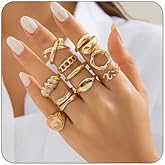 14K Gold Stackable Knuckle Rings Set for Women-Chunky Statement Open Stacking Rings Trendy Cute Stackable Finger Rings Aesthetic Silver Trendy Dainty Midi Rings Set Pack Jewelry Knuckle Band Ring Set