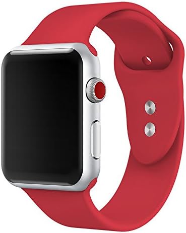 For Apple Watch Band 42mm M/L, SICCIDEN Soft Silicone iWatch Band Replacement Strap for Apple Watch Series 3 2 1 Sport Nike+ Edition, Red