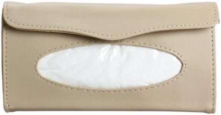 Car Sun Visor with Napkin PU Leather Box Tissue Case Cover Holder (Beige)