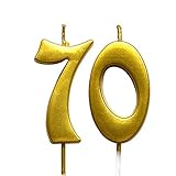 MAGJUCHE Gold 70th Birthday Numeral Candle, Number 70 Cake Topper Candles Party Decoration for Women or Men