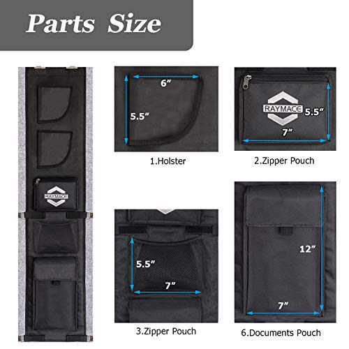 RAYMACE Gun Safe Door Panel Organizer 10.6W*43.5H，Adjustable Width to 13 Inch, Pistols and