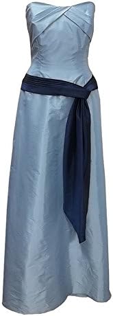 Alyce Paris 1196 Strapless Waist Sash Long A-Line Taffeta Formal Dress (12, Sky Blue/Navy)