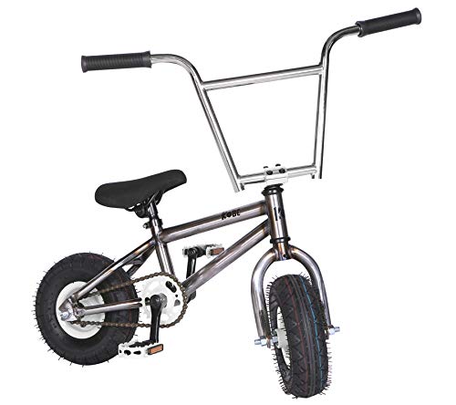 Kobe "Rusty Rat Rod" Mini BMX - Raw + White - Freestyle, Trick, Stunt Bicycle 10" Wheels - Thumbnail 5