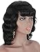Brinbea Remy Human Hair Wig with Bangs 130% Density Body Wave Human Hair Wigs for Women 12 inch Short Black Curly Hair Wigs with 2 Free Wigs Caps