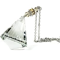 Crystal Bling Gem Cone Mirror Car Charm Hanger Ornament Sparkle Shine Facets with Chain