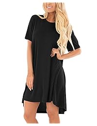CNFIO Womens Summer Casual Dress Camiseta de manga corta Swing Vestidos para mujer