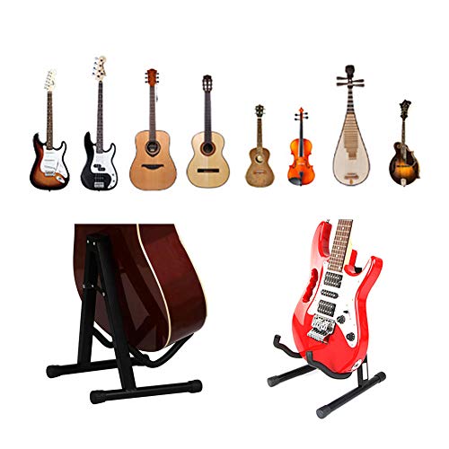 Spiritlele 2 Pack Folding Guitar Stand Set Fits Acoustic, Classical, Electric, Bass Guitars, Mandolins, Banjos, Ukuleles and Other Stringed Instruments - Black