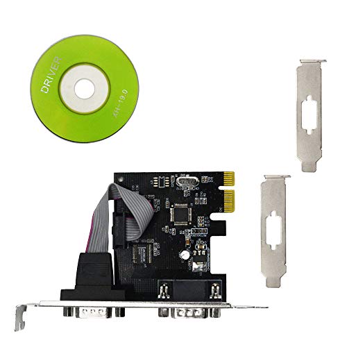 2 Port PCIe Serial Expansion Card, PCI Express 1.0 x 1 to Industrial DB9 COM RS232 Converter Adapter Controller for Desktop PC (Will Also Work on PCI-E x4, x8, x16 Slot)