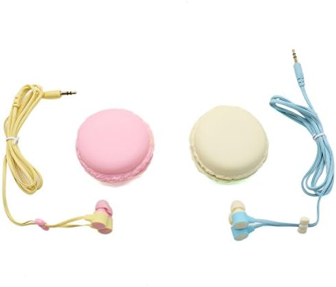 RTNOW 3.5mm Earphones with Macaroon Shape Organizer Box Case, Set of 2