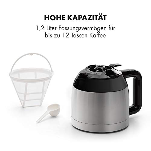 Klarstein 1,2 L Kaffeemaschine mit Thermoskanne und Timer, Kaffeemaschine Filtermaschine für 12 Tassen, 800 W Filter… – Bild 7