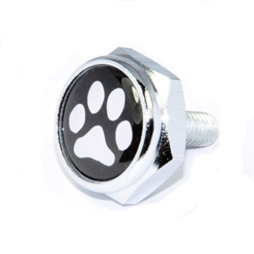 Cutequeen paw print slivery license plate frame bolts s…