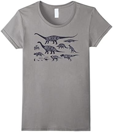 Womens Assorted Dinosaur Silhouettes T-Shirt Medium Slate