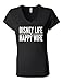 Disney Life Happy Wife 6005 Womens Premium V-Neck T-Shirt Humorous T Black XX-Large