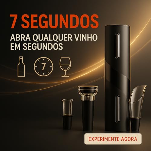 Kit Abridor de Vinho Elétrico 4 em 1, Saca-Rolhas Automático com Decanter, Tampa a Vácuo e Cortador de Lacre