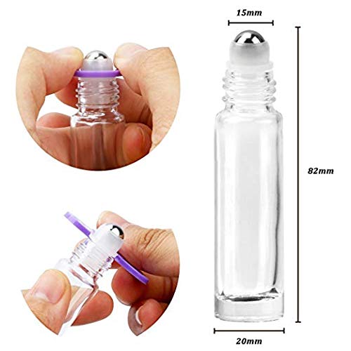 image for Essential Oil Roller Bottles, KAMOTA 24 Pack 10 ml Clear Glass Roller 