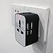 Travel Adapter, Worldwide All in One Universal Travel Adapter Wall Charger AC Power Plug Adapter with Dual USB Charging Ports for USA EU UK AUS, Cell Phone Laptop, Black