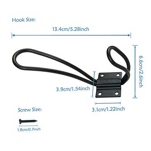 10 Pack Rustic Coat Hooks with 50Pcs Metal Screws, Double Big Vintage Wall Mounted Hangers Set, Coat Rack Bathroom Towel Hanger, Perfect Decorative Entryway Hanging Hooks, Black