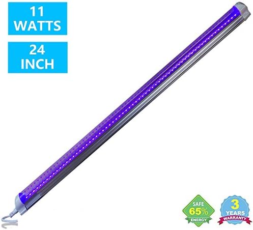 Lee Lighting UV LED BlackLight bar 11w 2ft T8 Integrated Bulb Black Light Fixture For Blacklight Poster and Party Fun Atmosphere with Built-in ON/OFF Switch
