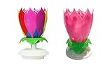 2 Pack Music Birthday Candle (RAINBOW AND GOLD LOTUS)