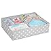 mDesign Fabric 4-Piece Drawer Organizer Bins, Kids/Baby Nursery Dresser, Closet, Shelf, Playroom Organization, Hold Clothes, Toys, Diapers, Bibs, Blankets, Gray/White Polka Dot
