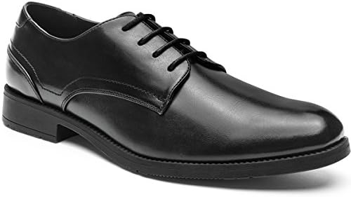 JOMEN Men's Leather Lined Dress Shoes Lace-up Plain Toe Formal Oxford Shoes Black 8.5