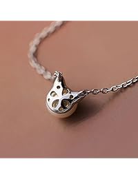 S.Leaf collar de plata esterlina, motivo de gatos, con perlas cultivadas en agua dulce, gargantilla, dijes, Chapado rodiado, base metálica, CO-N042