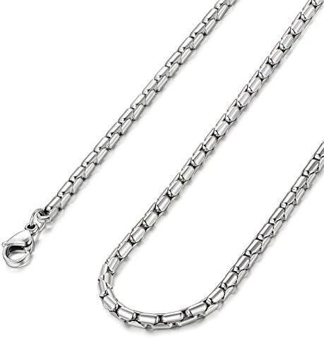 Gelmushta 3mm Stainless Steel Mens Womens Necklace Chain Link Rolo 24 Inch