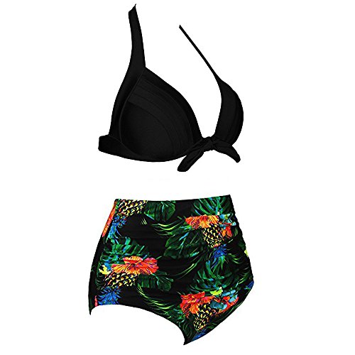 MILIMIEYIK Blouse Tankini Swimsuits for Women Tummy Control Bikini Set High Waist Bottom Flounce Swimsuit Bathing Suit Green