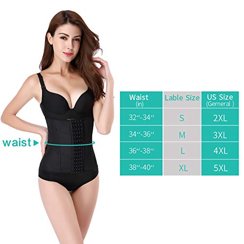 Picotee Women's Waist Trainer/Cincher/Trimmer Underbust Corset for Weight Loss Body Shaper (Black corset, XL)