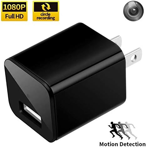 USB Charger Camera, Eesteros 1080P HD Mini Camera Audio Nanny Cam with Motion Detection Mode for Home Security Support up to 32G Micro SD Card (Not Include)