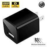 USB Charger Camera, Eesteros 1080P HD Mini Camera Audio Nanny Cam with Motion Detection Mode for Home Security Support up to 32G Micro SD Card (Not Include)