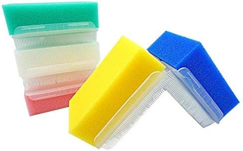 MUNKCARE Cradle Cap Brushes Baby Bath Sponges- Scrubs Hands Cleaning Denture Sponge Scrub Bristle Brush, Baby Hair Clean Sponge Brushes,Mixed Colors,10 Count