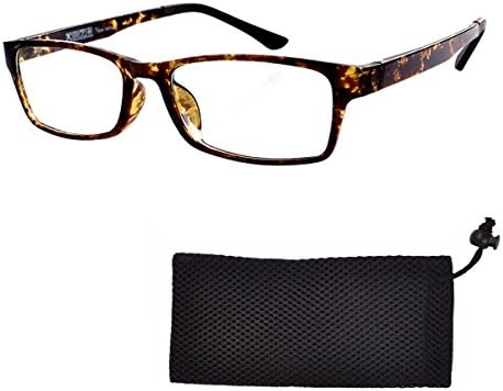 Nearsighted Shortsighted Myopia Glasses with Mesh Pouches for Men Women Students -4.00 Tortoise Frame ***Please Kindly Note These are not Reading Glasses***