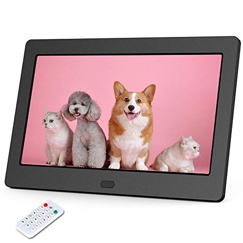 7 Inch Digital Photo Frame Display Photos with Background Music 1080P Video, Digital Picture Frame with HD IPS 180 Degree 4:3 Wide Viewing Angle with Remote Control, Support USB SD Slot Black