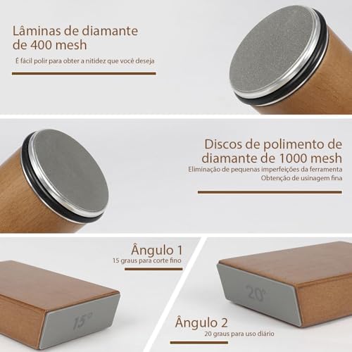 Afiador de Facas, Amolador de Facas Magnético, Afiador de Faca de Rolo 15/20° Ângulo Base Magnética, Kit de Pedra de Afiar Diamante, Afiador, Pedra de Amolar Facas, Acessórios de Cozinha