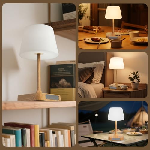 Eocean Rechargeable Waterproof Lamp for Shower, 12000mAh LED Cordless Table Bedside Lamp with USB Port, Small Wireless Battery Operated Touch Lamp for Bedroom, Bathroom, Kitchen, Outdoor