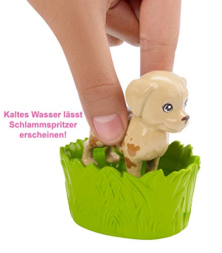 Barbie FXH11 - Badespaß Tiere & Puppe mit Blonder Puppe, 3 Tieren mit Farbwechsel-Funktion (Hündchen, Kätzchen und Häschen) sowie 10 Zubehörteilen, Geschenk für Kinder von 3 bis 7 Jahren – Bild 4