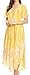 Sakkas 16601 - Ronny Lace Embroidered Cap Sleeve Tie Dye Wash Caftan Dress/Cover up - Yellow - OS