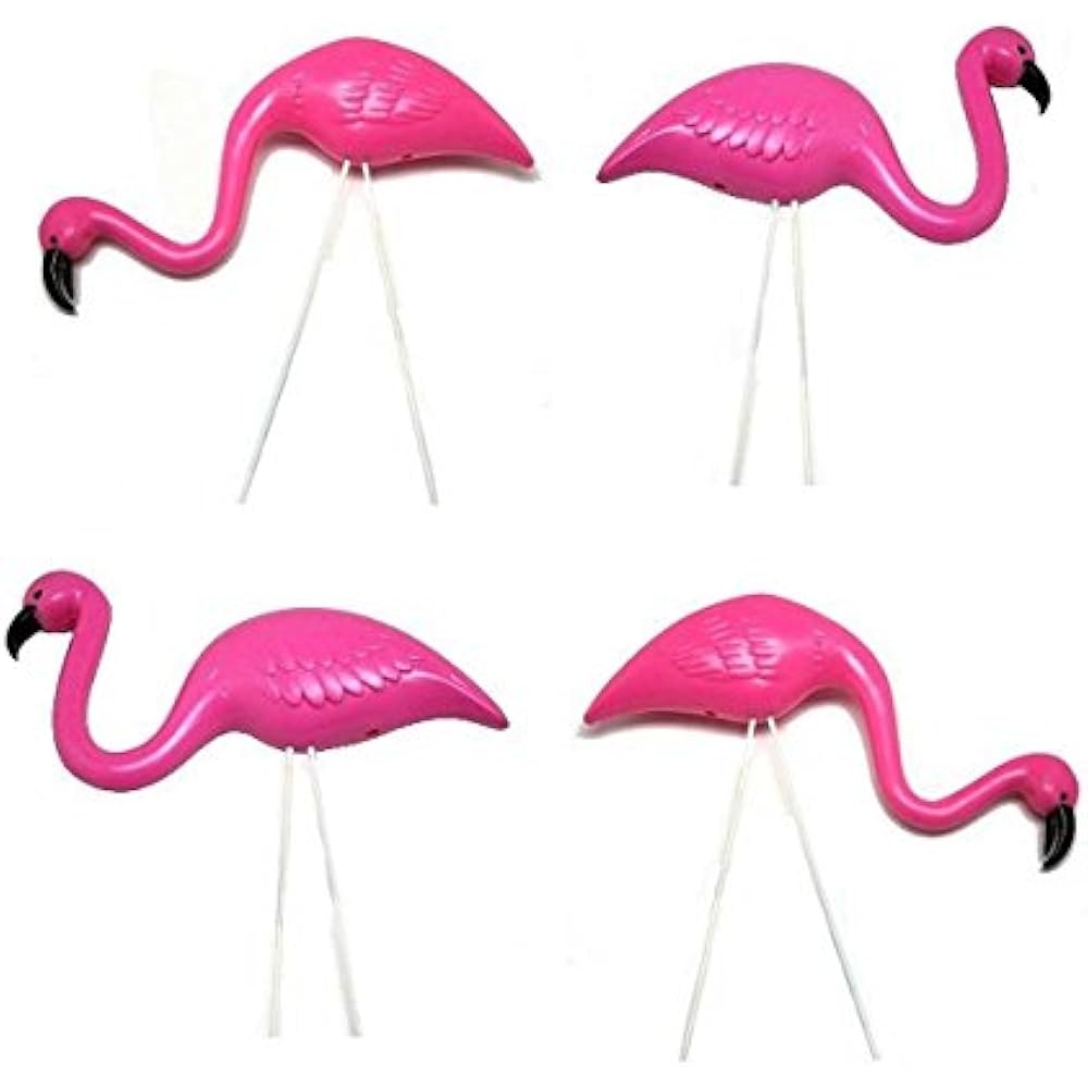 4 Small Pink FLAMINGO Mini Lawn Ornaments YARD Art Decor Garden