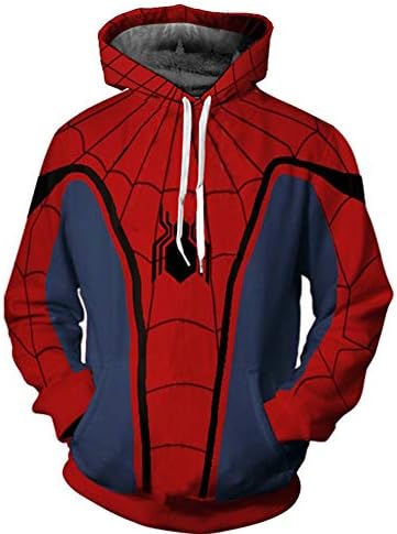 GERGER BO Men's 3D Digital Print Spiderman Pullover Hoodie Hooded Casual Sweatshirt
