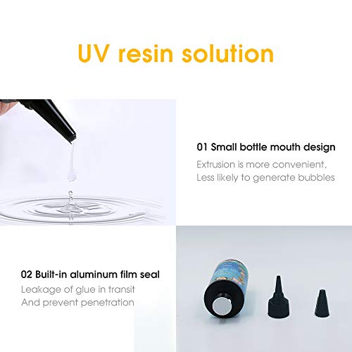 UV Resin Crystal Clear Hard Ultraviolet Curing Epoxy Resin DIY Jewelry Making Art for Pendants Earrings Necklaces Bracelets Nail Art Accessories(65g)