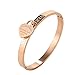 JINHUI Gold Bangles Bracelets for Women, Love Heart Dangle Charm Dainty Women’s Bangles Bracelets Hollow out 18K Plated Engraved Stainless Steel 6.5” (rosegold)