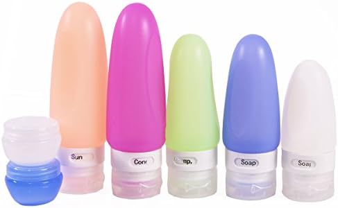 SANTREST Travel Bottles Set for Liquids, TSA Approved Carry on Shampoo Conditioner Bottle Leak Proof Design BPA Free for Cosmetics(7 Pack)