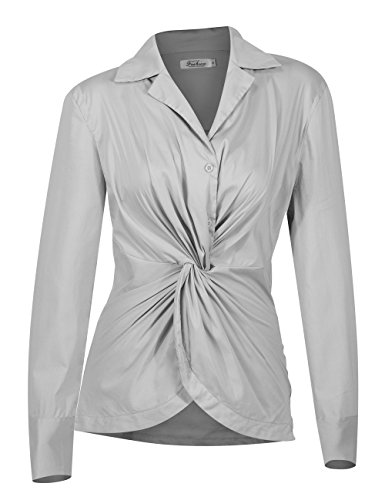 MOQUEEN Womens Long Sleeve Button Down Shirts With Stretch Casual Blouses