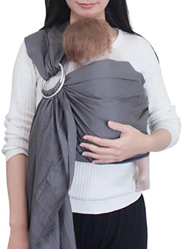 Vlokup(TM) Wrap Original 100% Cotton Adjustable Baby Carrier Infant Lightly Padded Ring Sling Grey