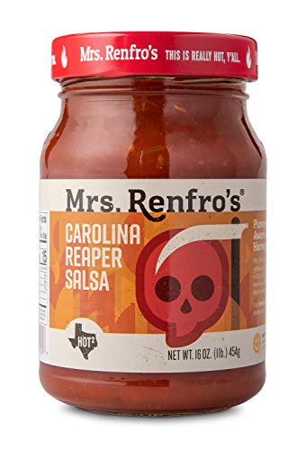 Mrs. Renfro's Carolina Reaper Salsa, Gluten Free, No Sugar Added, 16 oz Jar, Pack of 2