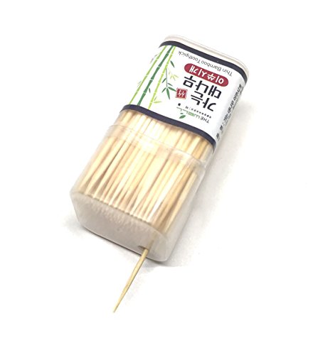 High Quality Bamboo Wooden Thin Toothpicks with Holder, 3 Packs x 300 pcs - Thumbnail 5
