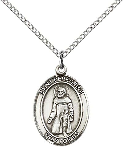 F A Dumont Sterling Silver 3/4 x 1/2-inch St. Michael The Archangel Oval Pendant for Men or Women on an 18-inch Light Rhodium Light Curb Chain