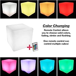 Modern Home LED Glowing Cube Box Stool w/Infrared